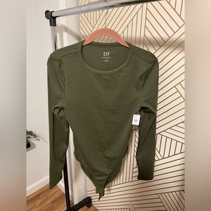 Modern Crewneck T-Shirt Bodysuit - Army Green